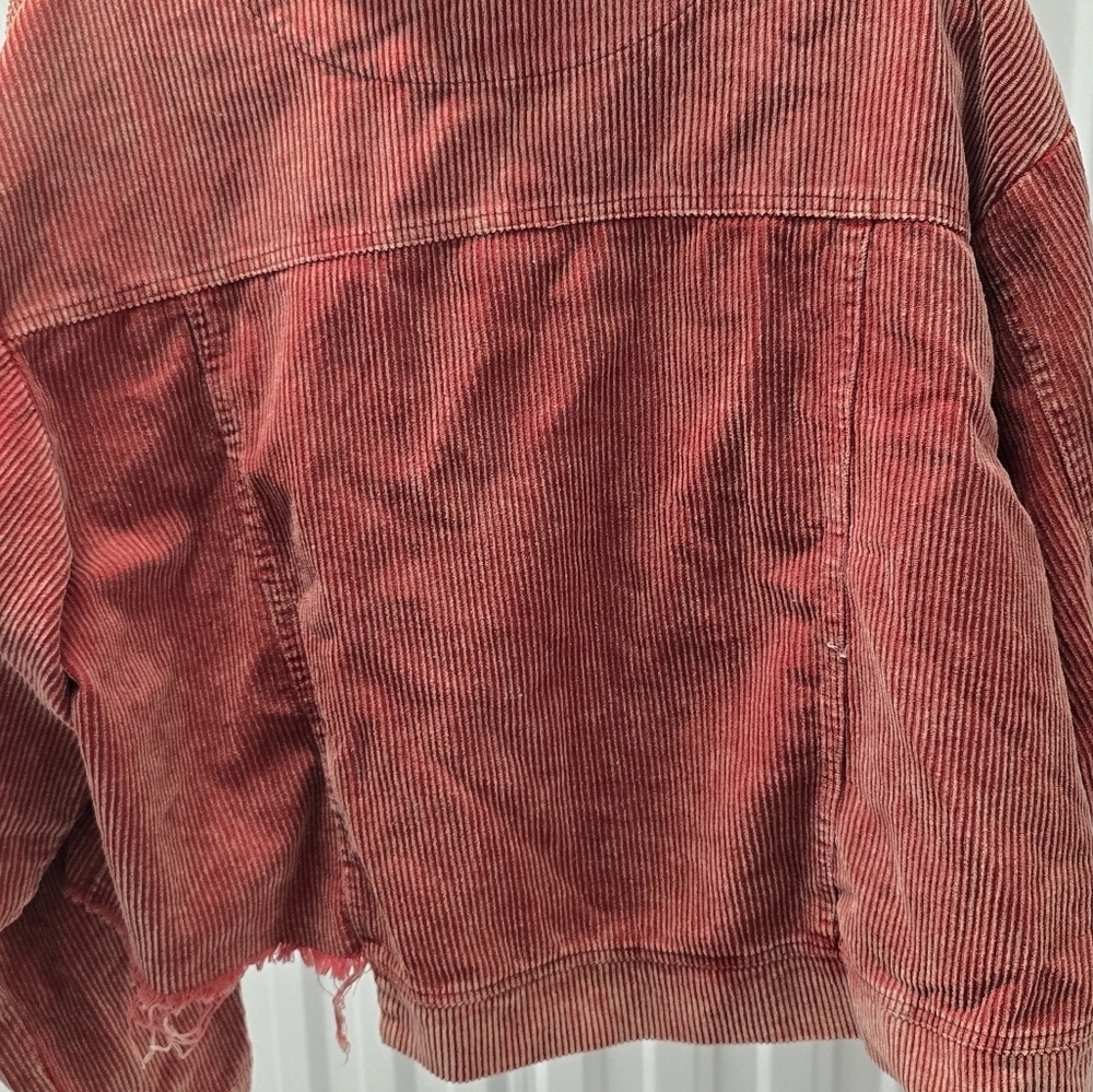 Women's Red Oversized Corduroy Jacket Size Large - Picture 7 of 8